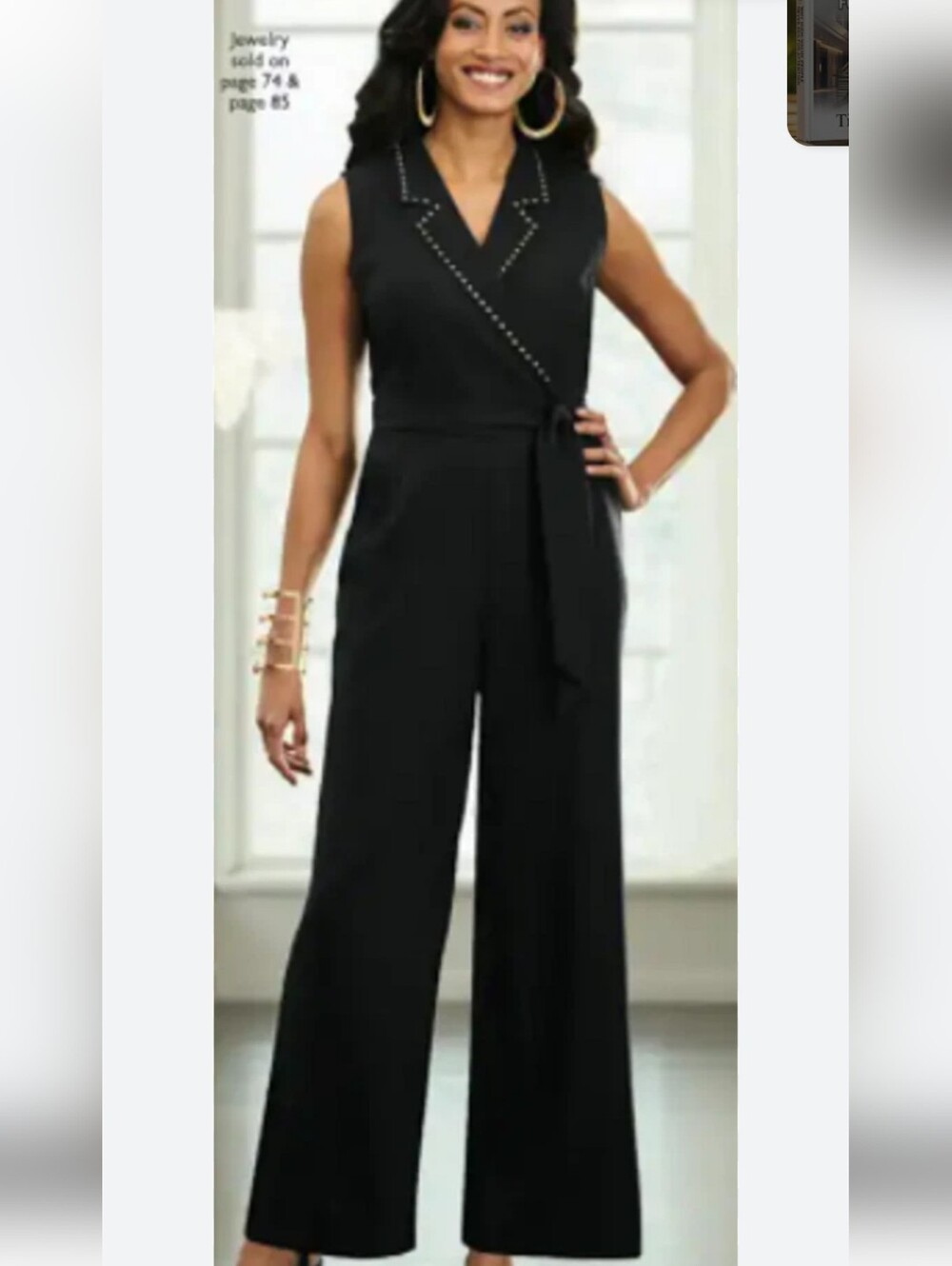 Midnight Velvet Elegant Black  Sleeveless Belted Plus Size Jumpsuit 18W